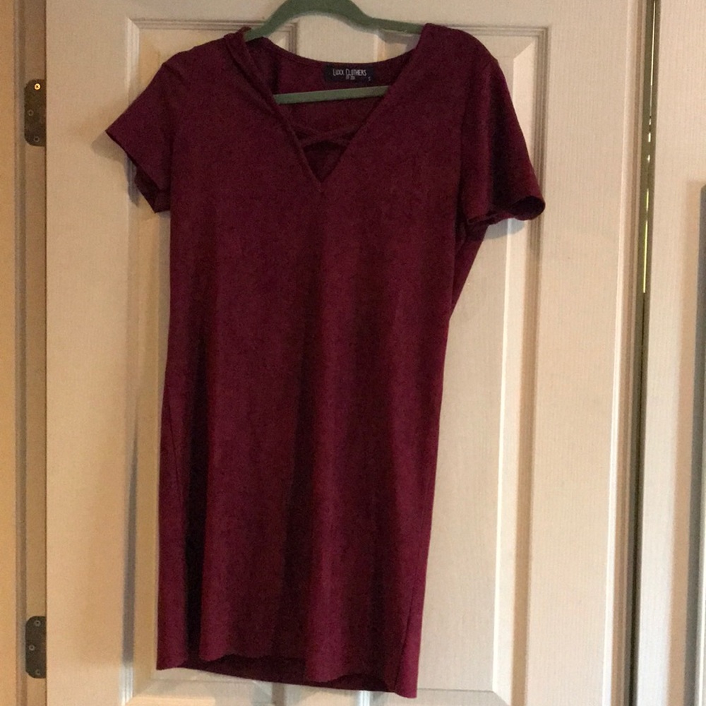 Suede Maroon mini dress size small
